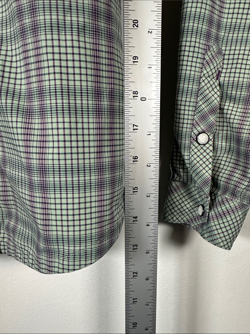 Stio Plaid Snap Button-Down Shirt in Light Green and Purple Women's XS - Picture 10 of 12